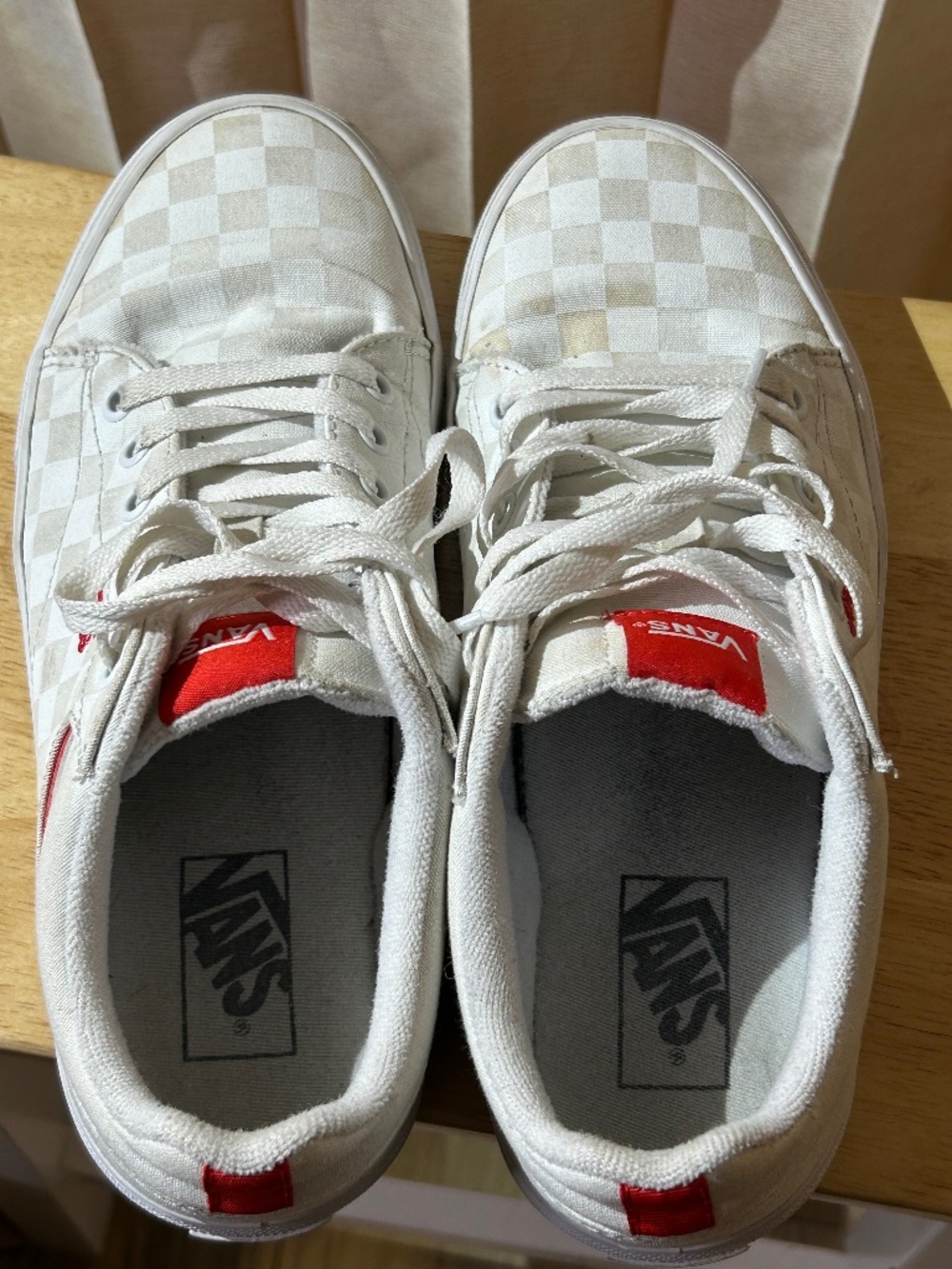 VANS Off The Wall White Checkerboard Canvas Lace-Up Sneakers US 9.5 EU 40.5